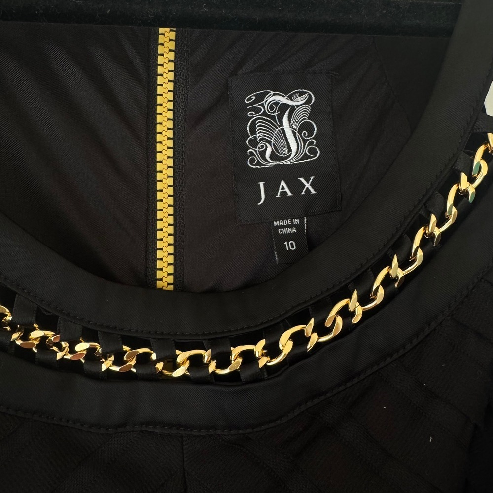 JAX Women Black Textured Chain Neck Sheath Dress Size 10 NWT 1PJU006M - Picture 4 of 7